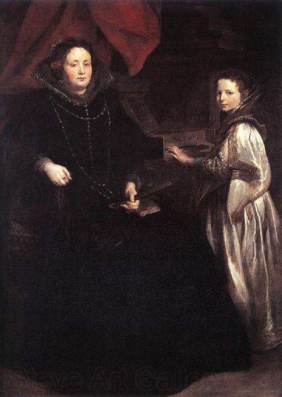 DYCK, Sir Anthony Van Portrait of Porzia Imperiale and Her Daughter fg